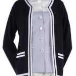 Áo len Cardigan màu đen phối viền trắng dành cho dịch vụ.
